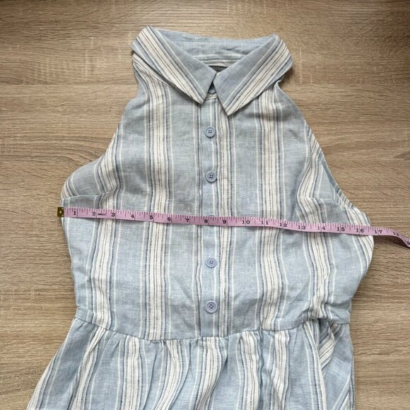 NWT Reformation Tace Linen Midi Dress Corsica Stripe Blue White 10 - Picture 9 of 15